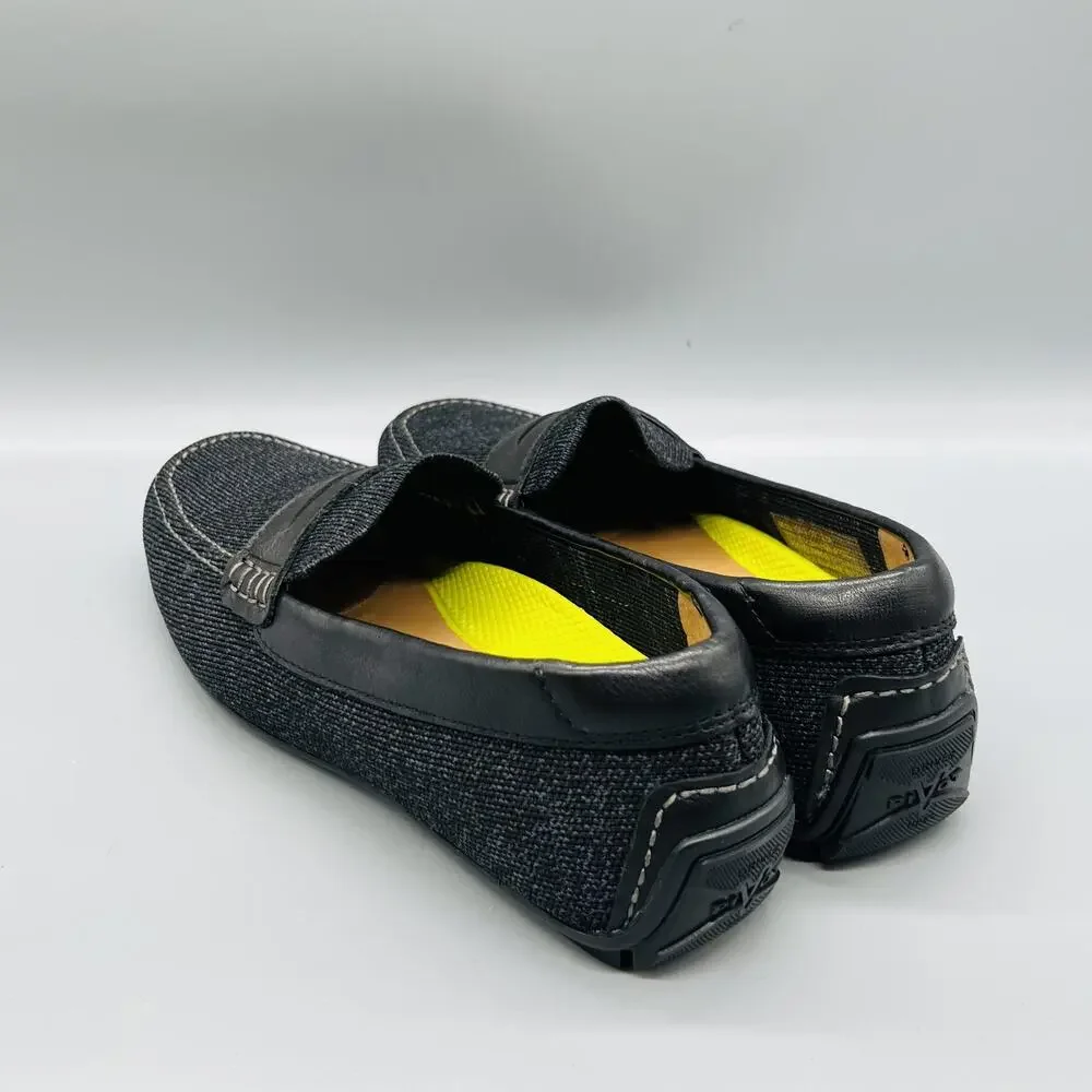 Florsheim Shoes Mens 9.5 Black Knit Leather Driver Penny Loafers Casual Comfort